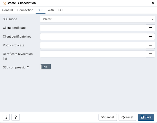 Subscription dialog ssl tab