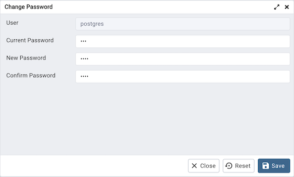 Change database password dialog