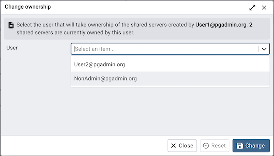 Change ownership dialog