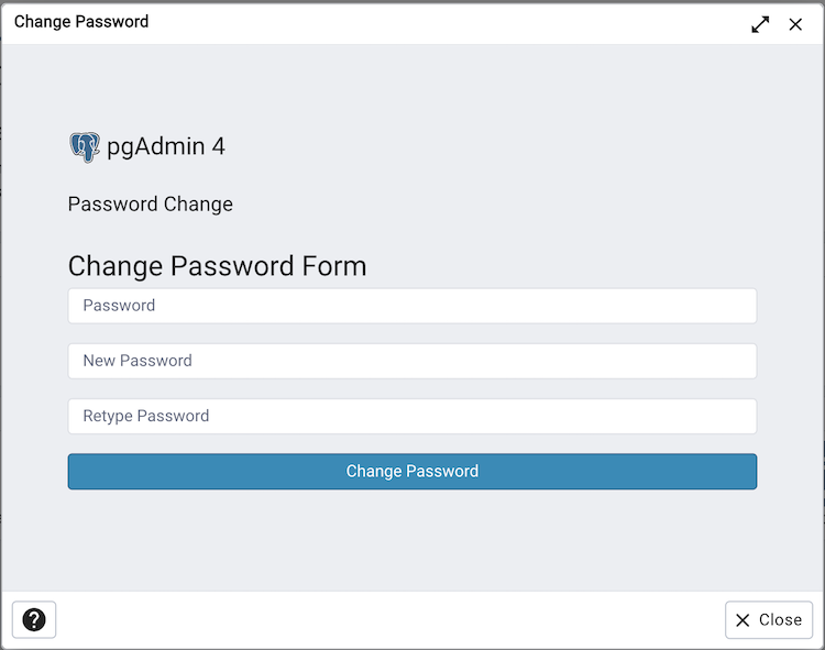 Change current user password dialog