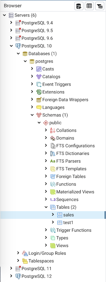 Browser tree panel