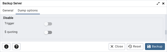Disable option on backup server dialog