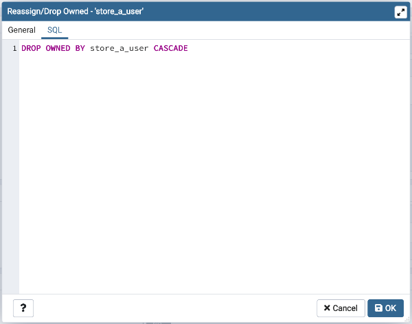 Reassign/Drop Own dialog sql