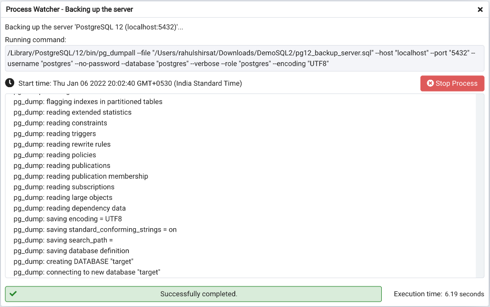 Backup server process watcher