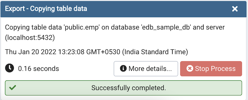 Import Export data completion notification