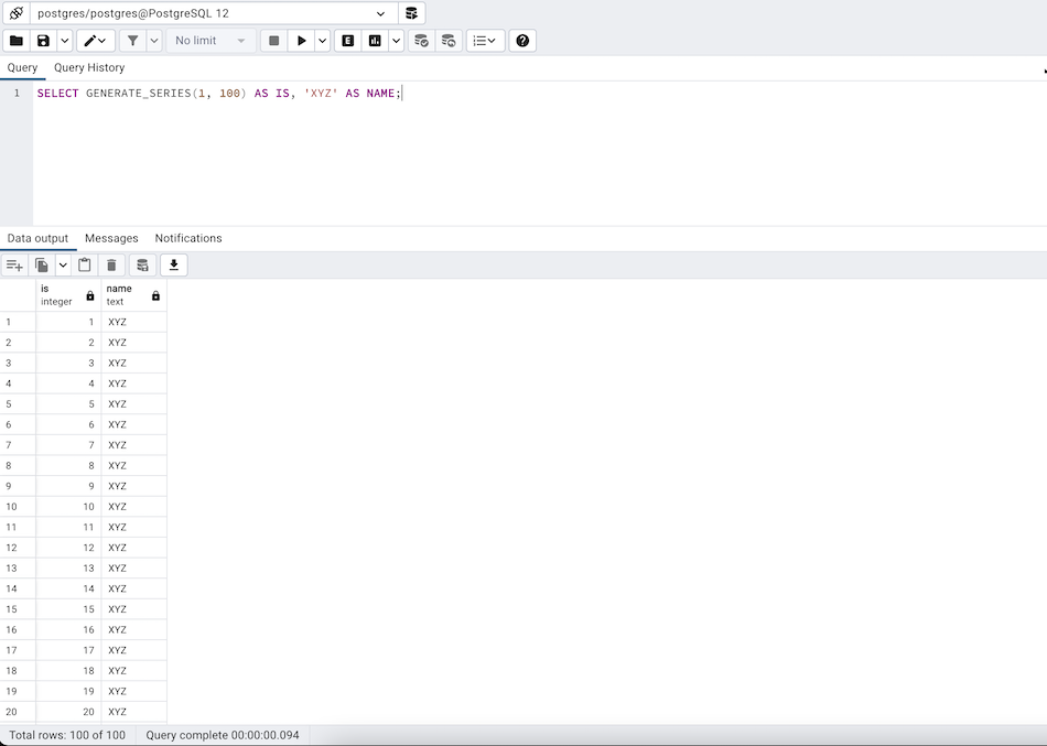 Query tool execute query section