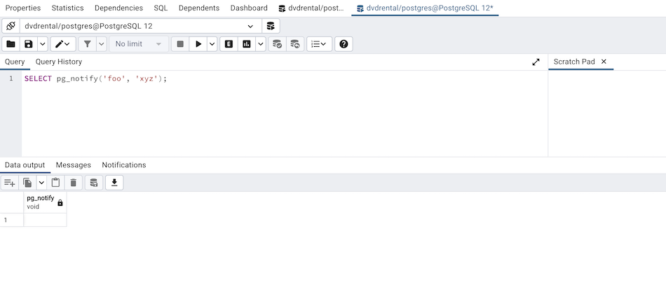 Query tool notifications notify