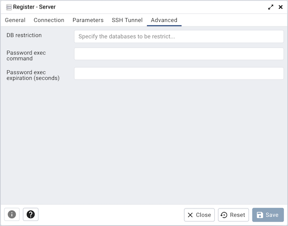 Server Dialog — pgAdmin 4 7.2 documentation