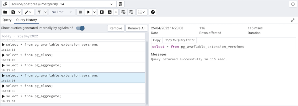 Query Tool — pgAdmin 4 8.1 documentation