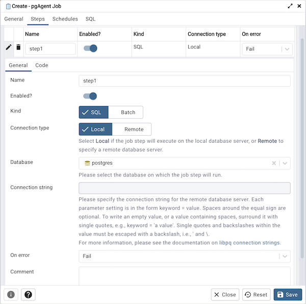 Creating a pgAgent Job — pgAdmin 4 8.10 documentation