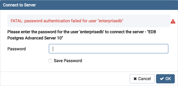 Password authentication failed