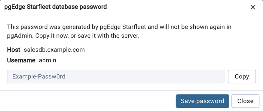 pgEdge Starfleet database password