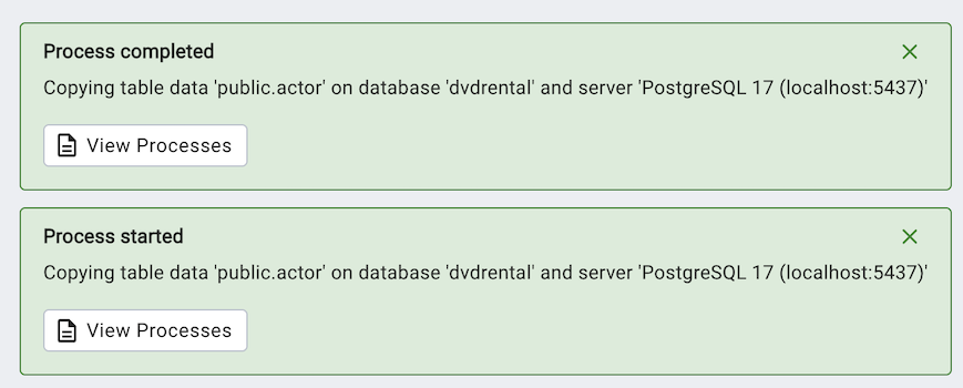 Import Export data completion notification