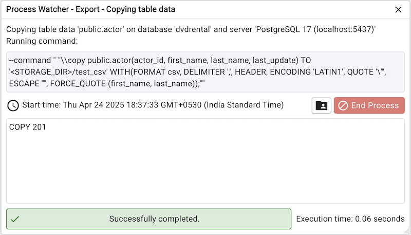 Import Export data process watcher