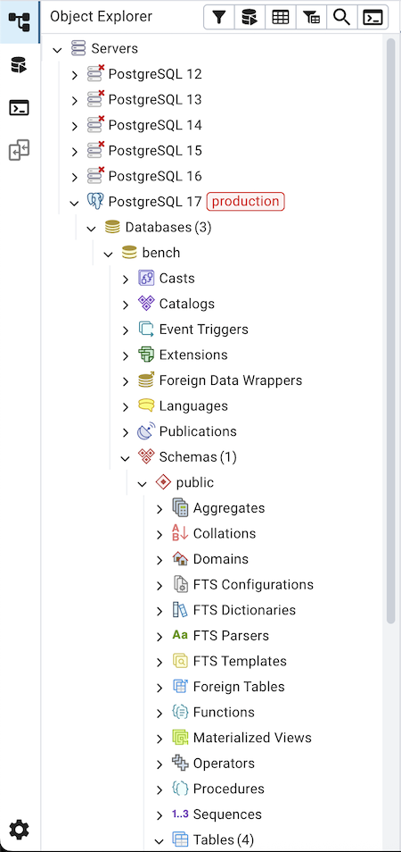 object explorer panel