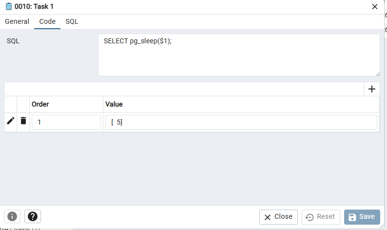 pgTimeTable task dialog code tab