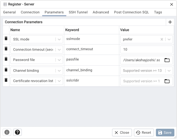 Server dialog ssl tab